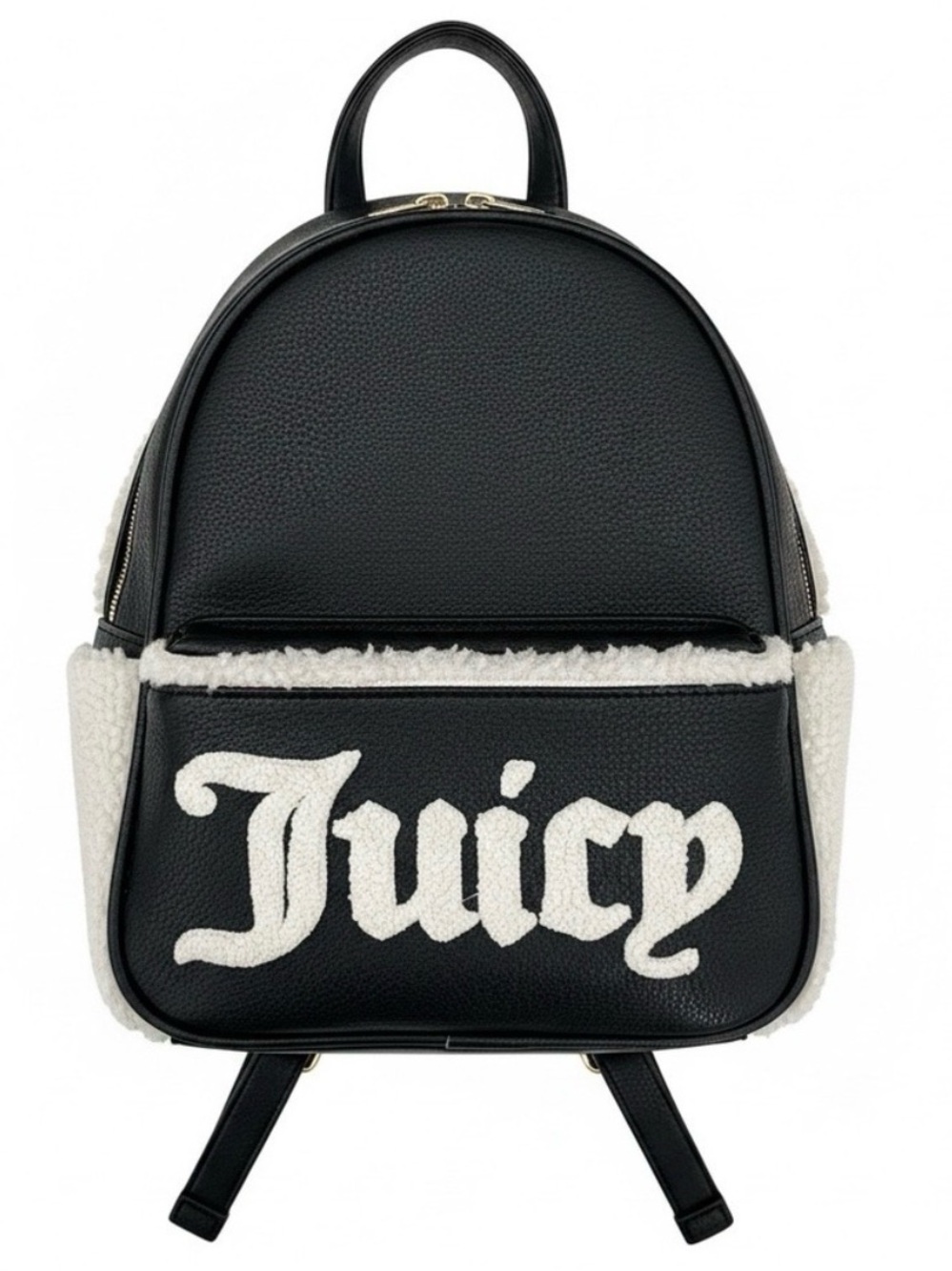 Juicy Couture Black & Cream Mini Backpack with Sherpa Logo